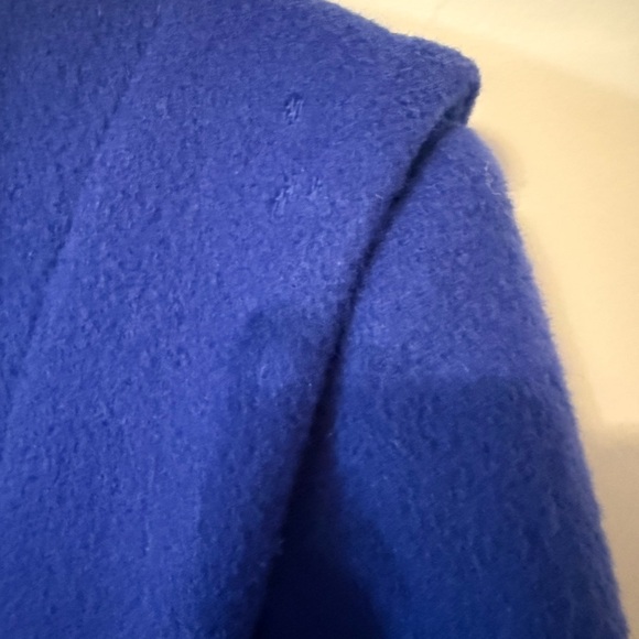 John Weitz Vintage Vibes 60s Inspired Sapphire Blue Wool Women's Pea Coat - Picture 13 of 16